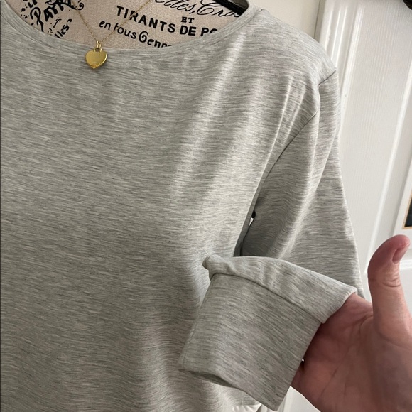 Club Monaco Light Gray Sweatshirt with White Drawstring Hem - Picture 9 of 11